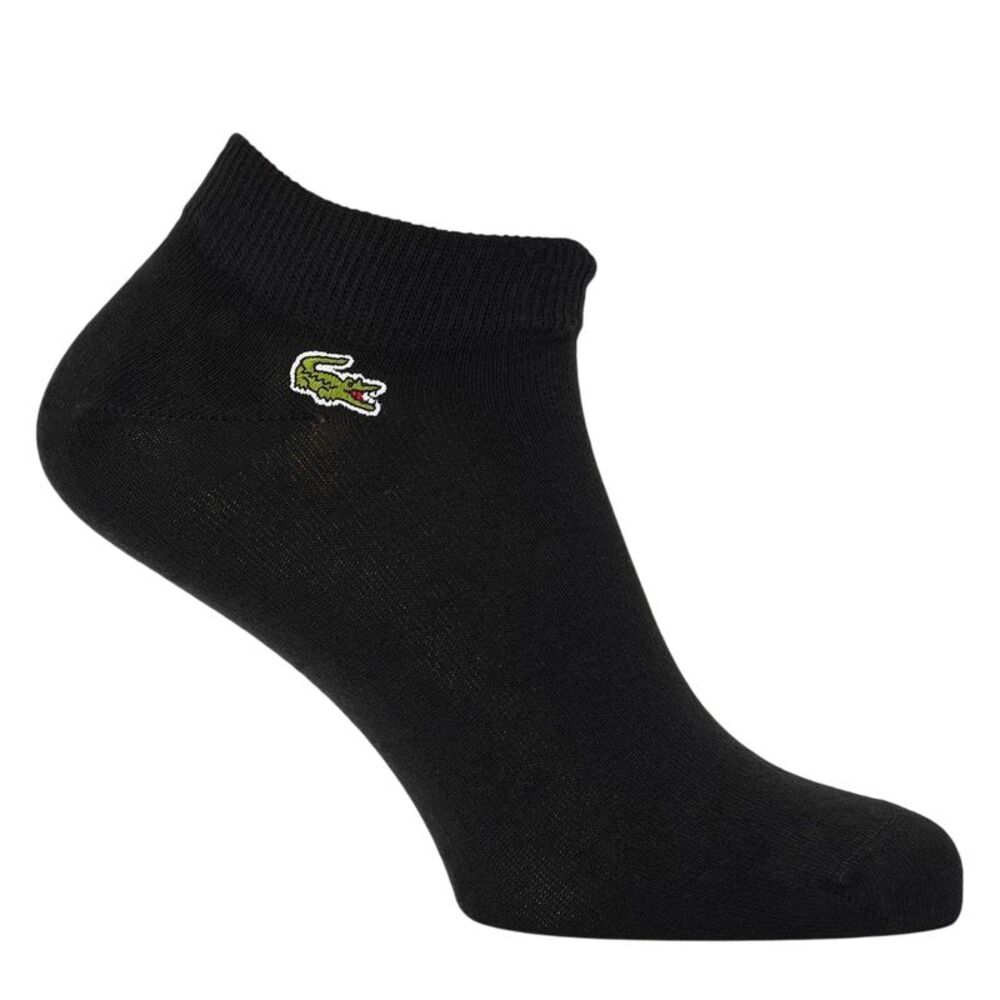 Lacoste Mens Embroidered Logo Trainer Socks (Pack of 3) / Black